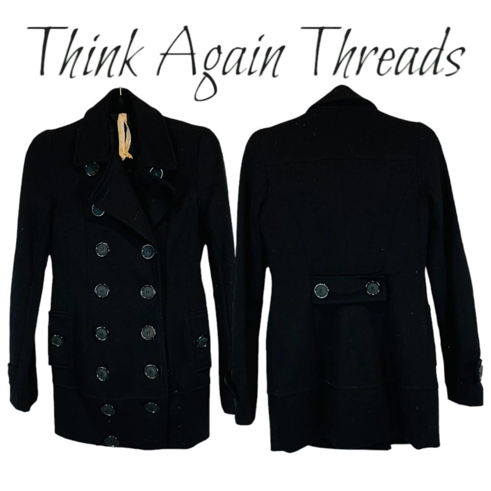 Bailey 44 Women's Double-Breasted Side Pockets Pea Coat Black Size XS